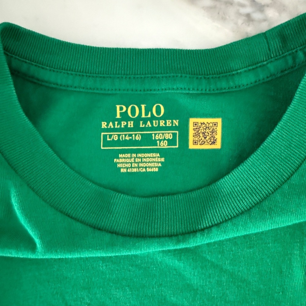 Polo Ralph Lauren Men's Green Cotton T-Shirt Teens Size L (14-16) - Picture 4 of 5